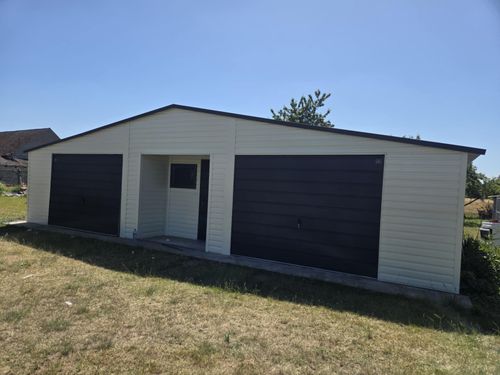 Garaż Blaszany z pomieszczeniem gospodarczym 12x5m Biały + Ciemny Grafit na Arena.pl