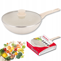 Patelnia Wok marmurowa 28cm, nieprzywierająca, z pokrywką, KLAUSBERG