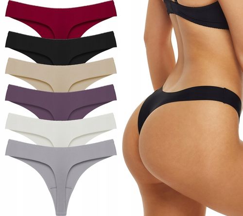 6x Bezszwowe cięte laserowe stringi majtki damskie nieodzanczające kolory na Arena.pl
