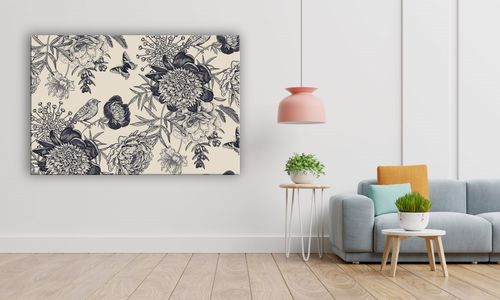 OBRAZ NA PŁÓTNIE 012 Czarne kwiaty 40x30cm na Arena.pl