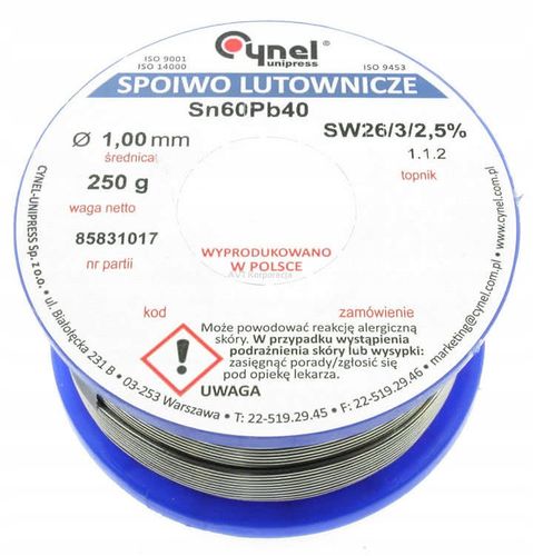 CYNA 1.0mm SZPULA 250g Sn60Bb40 na Arena.pl