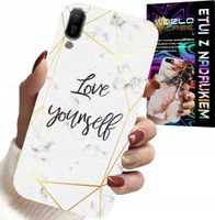 ETUI DO HUAWEI Y6 2019 - BIAŁY MARMUREK W ZŁOTE RAMKI LOVE YOU