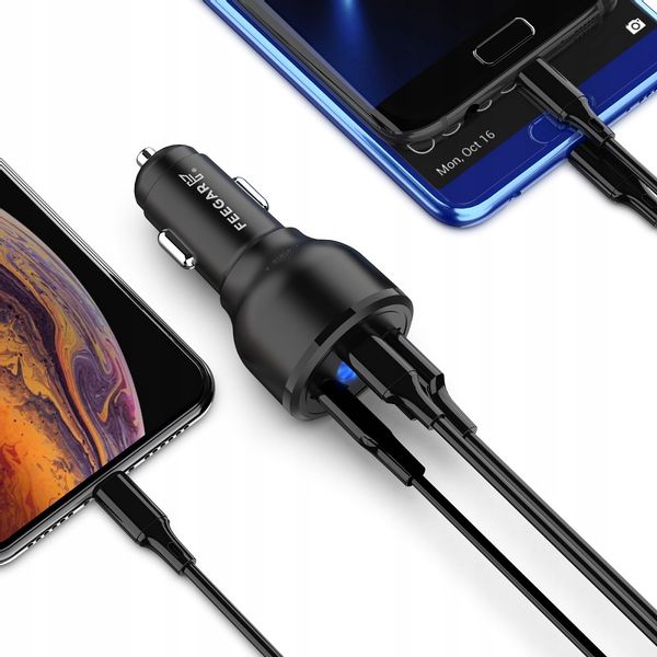 Feegar Ładowarka Samochodowa 3Xusb 9A Qc3.0 66W Pd zdjęcie 8