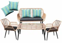 ZESTAW MEBLI OGRODOWYCH RATTAN NA TARAS BALON OGRÓD KANAPA FOTELE STOLIK