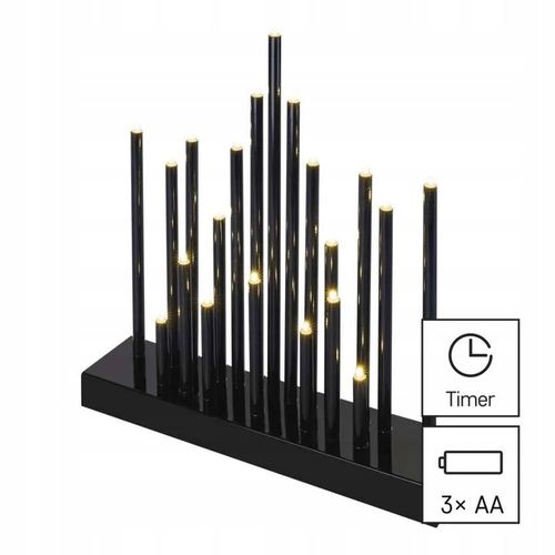 Świecznik świateczny czarny 20 LED 27 cm 3x AA ciepła biel IP20 timer EMOS na Arena.pl