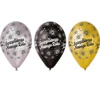 balony szczęśliwego nowego roku,6szt,metaliczne