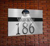 TABLICZKA ADRESOWA oświetlona lampka numer domu 40x30 SREBRNA nierdzewna