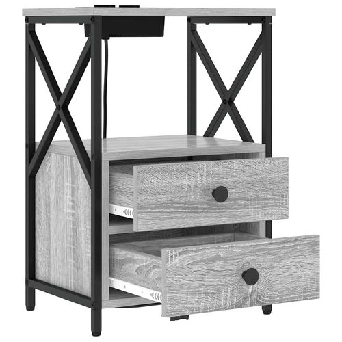 Nocna szafka z stacją ładującą z szufladą Szary dąb sonoma na Arena.pl