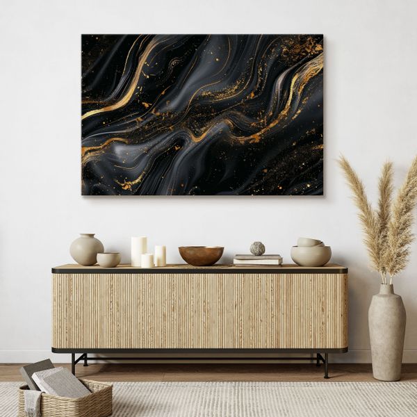 Obraz Do Sypialni Czarny Marmur Styl Glamour Abstrakcja 100cm x 70cm zdjęcie 7