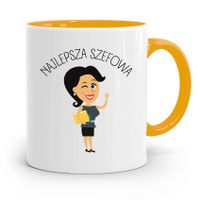 Kubek Żółty Prezent Dla Szefa Najlepsza Szefowa Z Nadrukiem Ze Zdjęciem