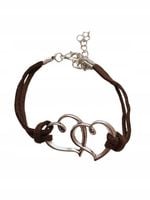 Bransoletka Dwa Serca Splecione Rzemyk Miłość dla Zakochanych Prezent Love