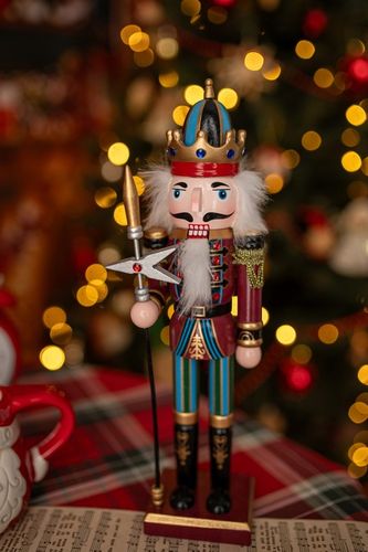 ŚWIĄTECZNE FIGURKI DZIADEK DO ORZECHÓW DUŻY DREWNIANY OZDOBA NA PODSTAWCE na Arena.pl