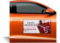 Magnes na samochód reklama magnetyczna PROJEKT USŁUGI KRAWIECKIE