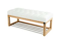 Ławka Pikowana Emra Wood LPP-4 Stelaż Naturalny  Biały 70 cm