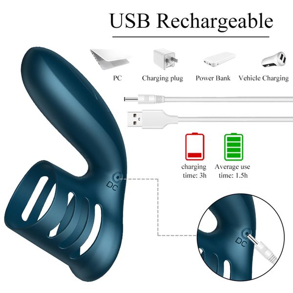 Wibrator-Silicone Ring Blue USB 7 Function zdjęcie 5