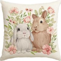 Lniana poszewka na poduszkę 45 x 45 cm motyw wiosenny Króliczek POD223