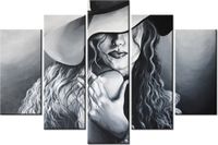 100CM 150CM OBRAZ 5 ELEM SZARA DAMA ŚCIENNY