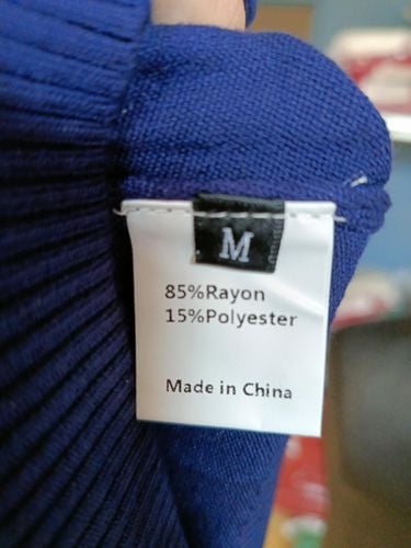 Miękki Granatowy Sweter Damski w Czarne Paski Guziki Rozmiar M Rayon na Arena.pl