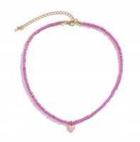 Naszyjnik choker koraliki drobne mini różowe zawieszka serce serduszko