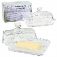 MASELNICZKA SZKLANA Z POKRYWĄ MASELNICA POJEMNIK DO PRZECHOWYWANIA MASŁA