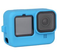 19020 Etui na kamerke GoPro Hero 9 10 11 12 silikonowe niebieskie z paskiem