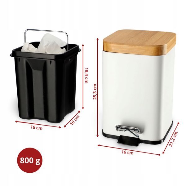 KOSZ POJEMNIK NA ŚMIECI Z POKRYWKĄ BAMBUSOWĄ 3 L zdjęcie 3