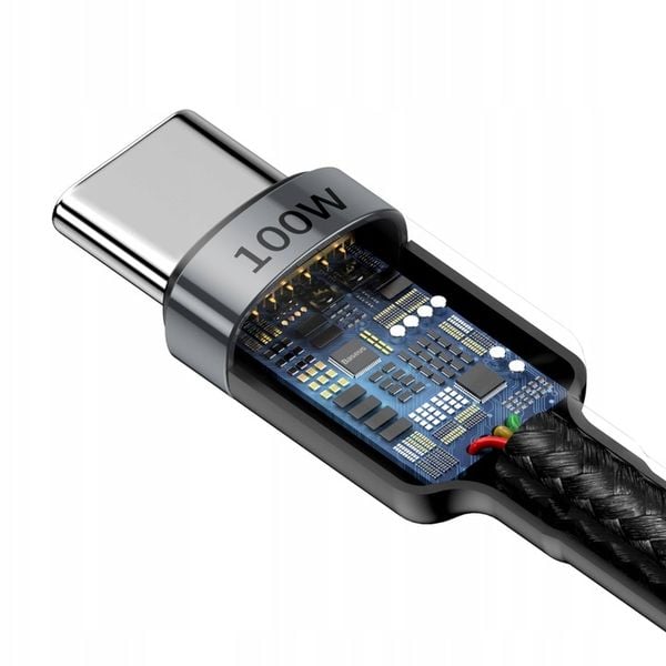 Kabel Baseus CATKLF-ALG1 USB-C - USB-C PD QC 100W 5A 2m - szary zdjęcie 7