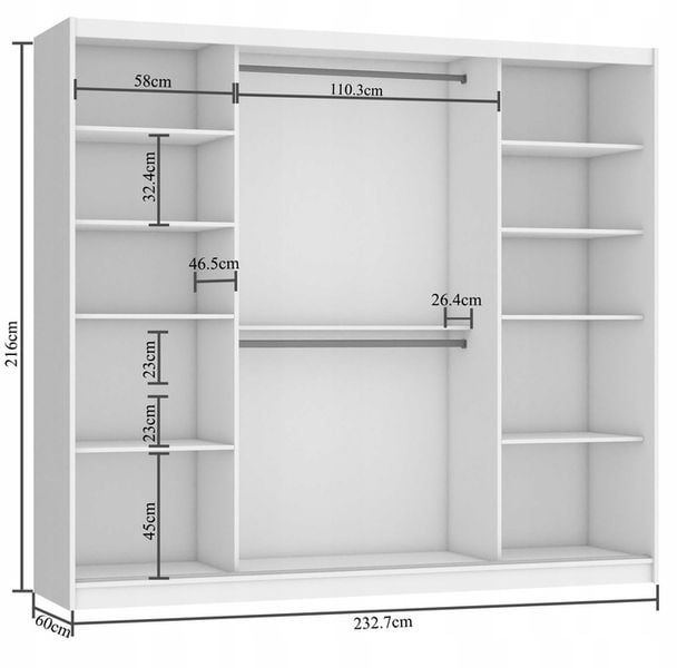 Szafa przesuwna z lustrem 235 cm zdjęcie 4