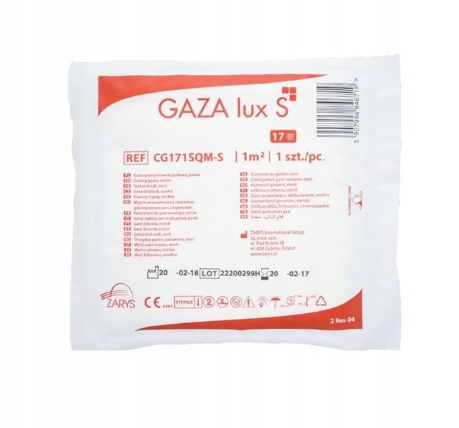 Gaza opatrunkowa miękka delikatna chłonna LUX S 17N 1m2 jałowa a'25 zdjęcie 2