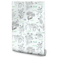 Tapeta Ścienna Do Jadalni Kuchni Przyprawy Motyle Napisy Zioła