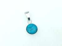 srebrny mały wisiorek kamień turkus rekonstruowany srebro pr. 925