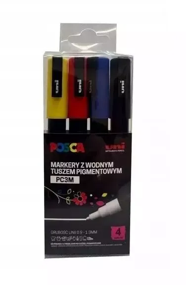 Markery plakatowe PC-3M 4 kolory POSCA UNI zdjęcie 1