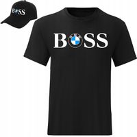 KOSZULKA MĘSKA T-SHIRT BMW BOSS ROZMIAR L + CZAPKA