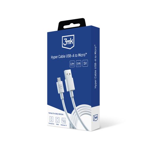 accessories - 3mk hyper cable a to micro 1.2m 5v 2,4a white na Arena.pl