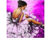 50X50CM ZEGAR ŚCIENNY OBRAZ BALETNICA FIOLETOWYM TLE DREWNO