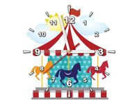 30X30CM ZEGAR KOLOROWA KARUZELA OBRAZ DREWNO