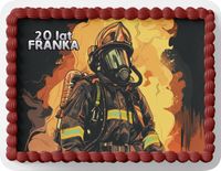 PROSTOKĄTNY OPŁATEK NA TORT A4 20x29CM - STRAŻ STRAŻAK + IMIĘ