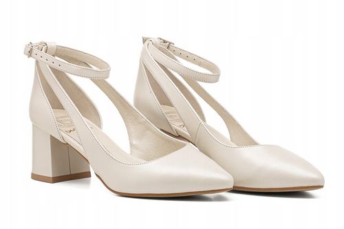 Ślubne Czółenka na słupku niskie ekru Gabi 38 na Arena.pl