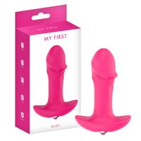 korek analny z wibracjami, zarysowana główka penisa. różowy