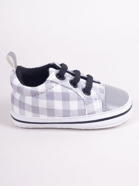 Buciki niemowlęce niechodki gumki w kratkę szare 0-6 miesięcy YOCLUB zdjęcie 4