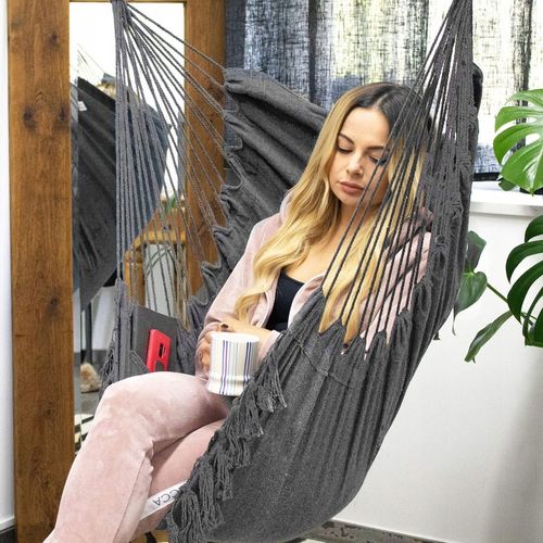 KRZESŁO BRAZYLIJSKIE HAMAKOWE WISZĄCE HUŚTAWKA HAMAK FOTEL PODUSZKI BOHO na Arena.pl