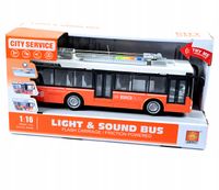 AUTOBUS POMARAŃCZOWY TROLEJBUS ŚWIATŁO DŹWIĘK 30CM