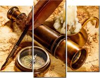 60 90CM OBRAZ 3 ELEM STARA MAPA ŚCIENNY DRUK PŁÓTNO