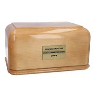 Duża urna kremacyjna z tradycyjnego drewna  / Plakietka