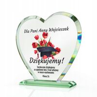 STATUETKA szklane serce NADRUK PREZENT DZIEŃ NAUCZYCIELA zakończenie roku