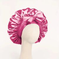 Czapka satynowa regulowana maska do spania Dark Pink