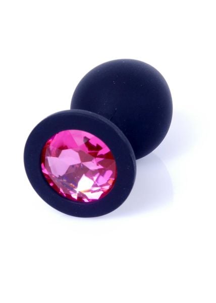 Plug-Jewellery Black Silicon Plug Medium- Pink Diamond zdjęcie 2