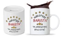 Zestaw Skarbonka + Kubek Dla Baristy Prezent Z Nadrukiem Ze Zdjęciem