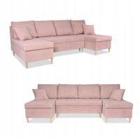 Narożnik Wigo BIG rozkładany z funkcją spania  welur różowy