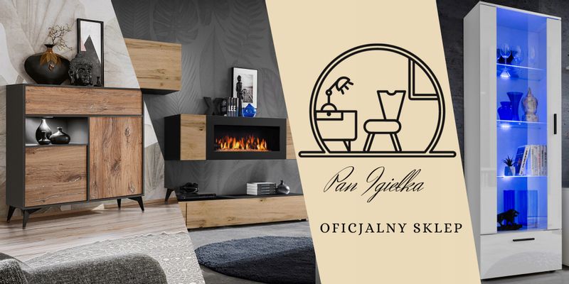 Pan Igiełka Witryna Wisząca LED Czarny Biały Dąb Wotan Loft Kompaktowa zdjęcie 10